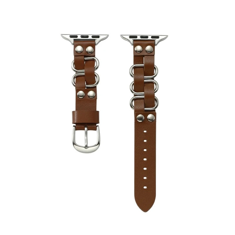 Retro Weave Leather & Stainless Steel Band for Apple Watch