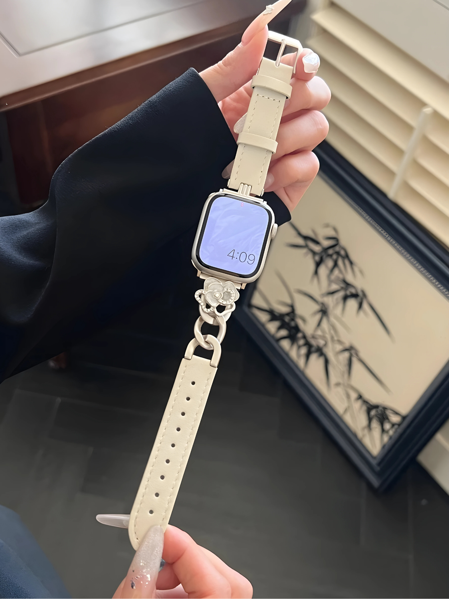 Camellia Luxury Leather & Metal Band for Apple Watch