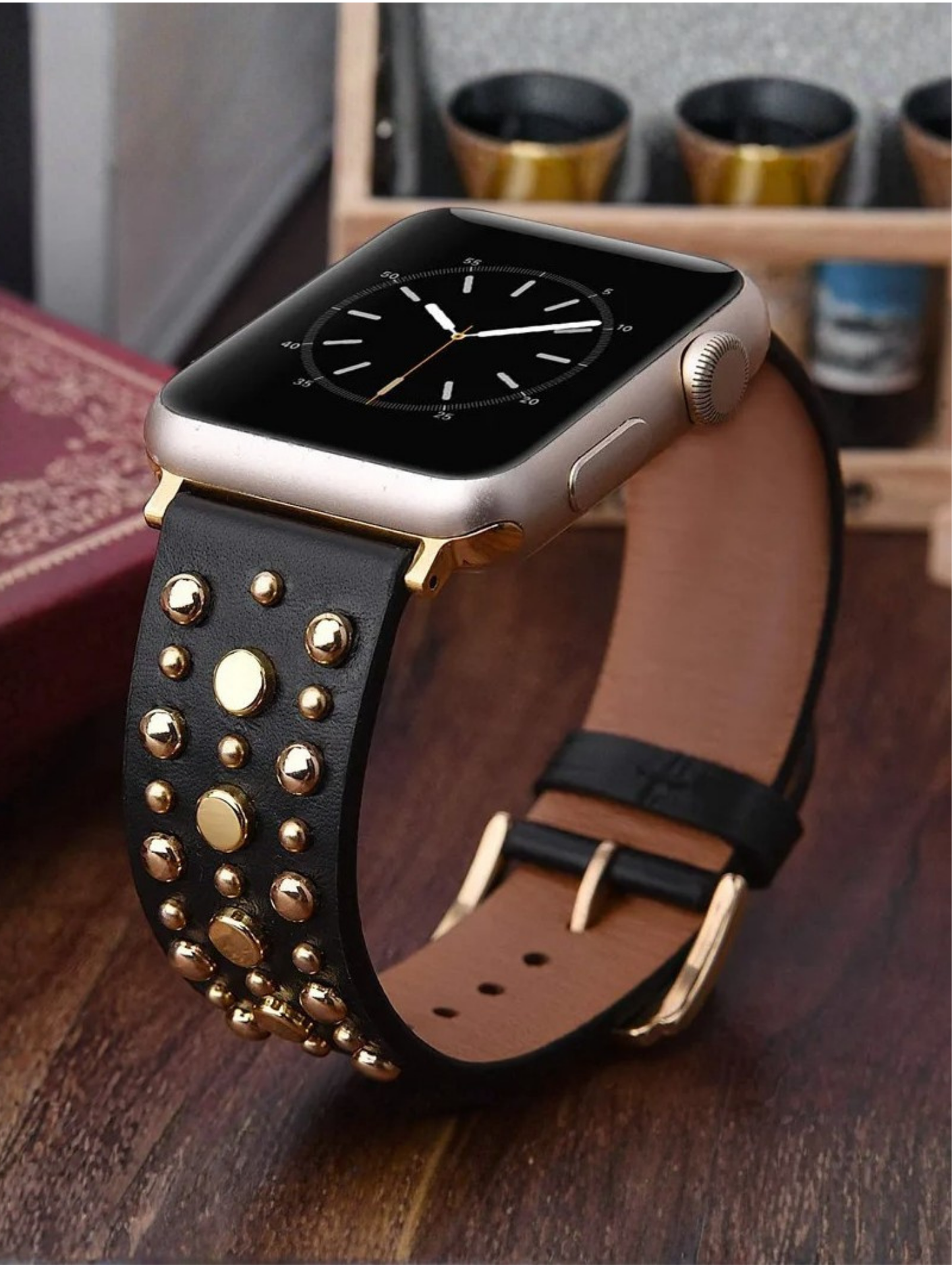 Rivet Leather Band for Apple Watch – Adjustable Cowhide Bracelet