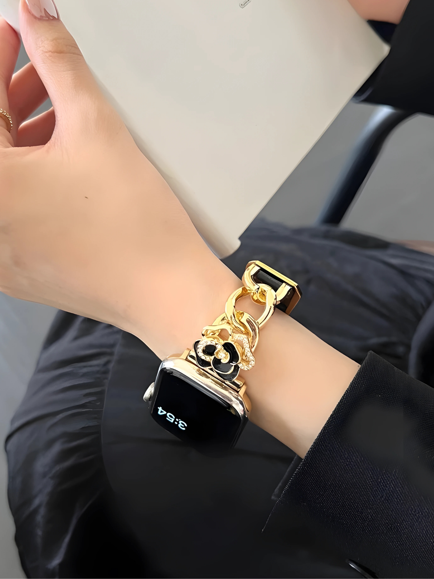 Camellia Luxury Leather & Metal Band for Apple Watch