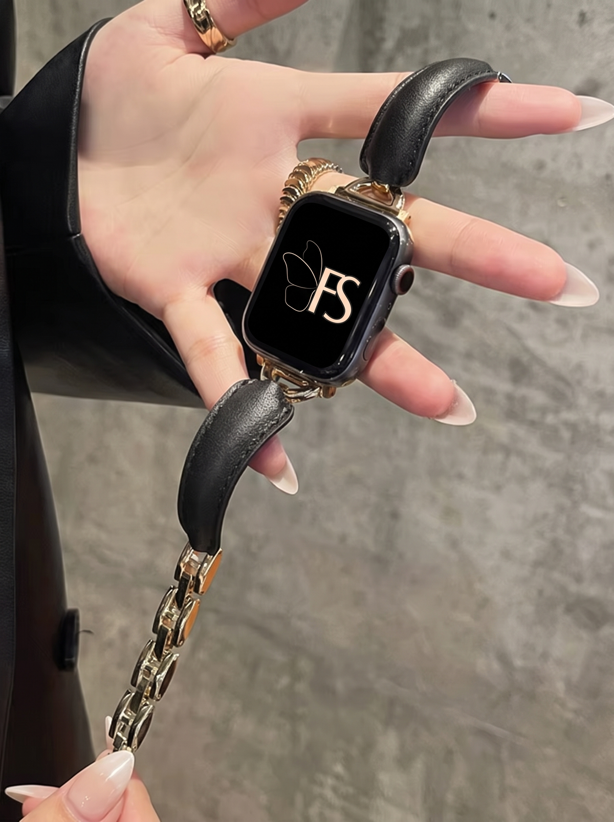 Luxury D-Shape Leather Strap for Apple Watch