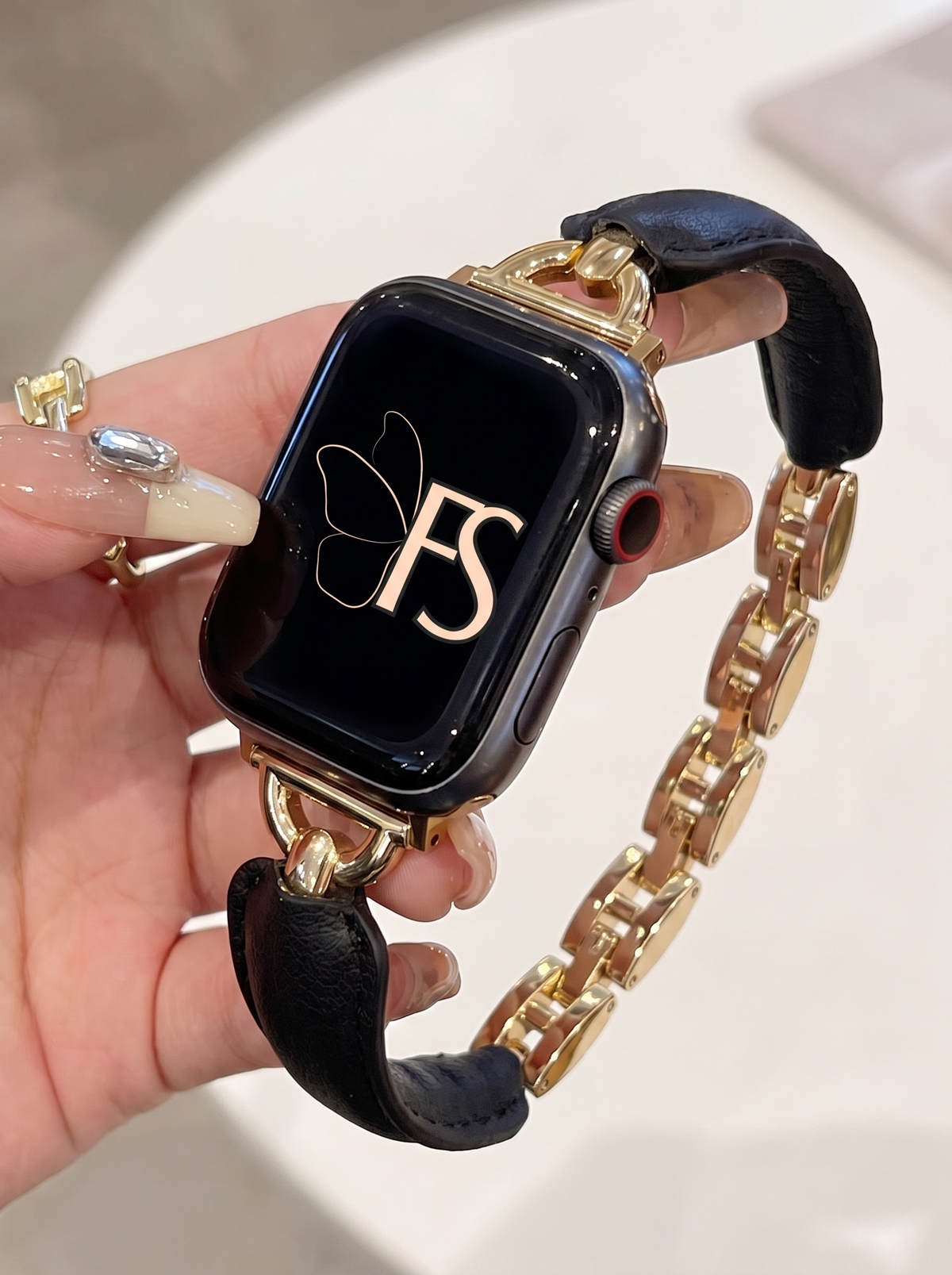 Luxury D-Shape Leather Strap for Apple Watch