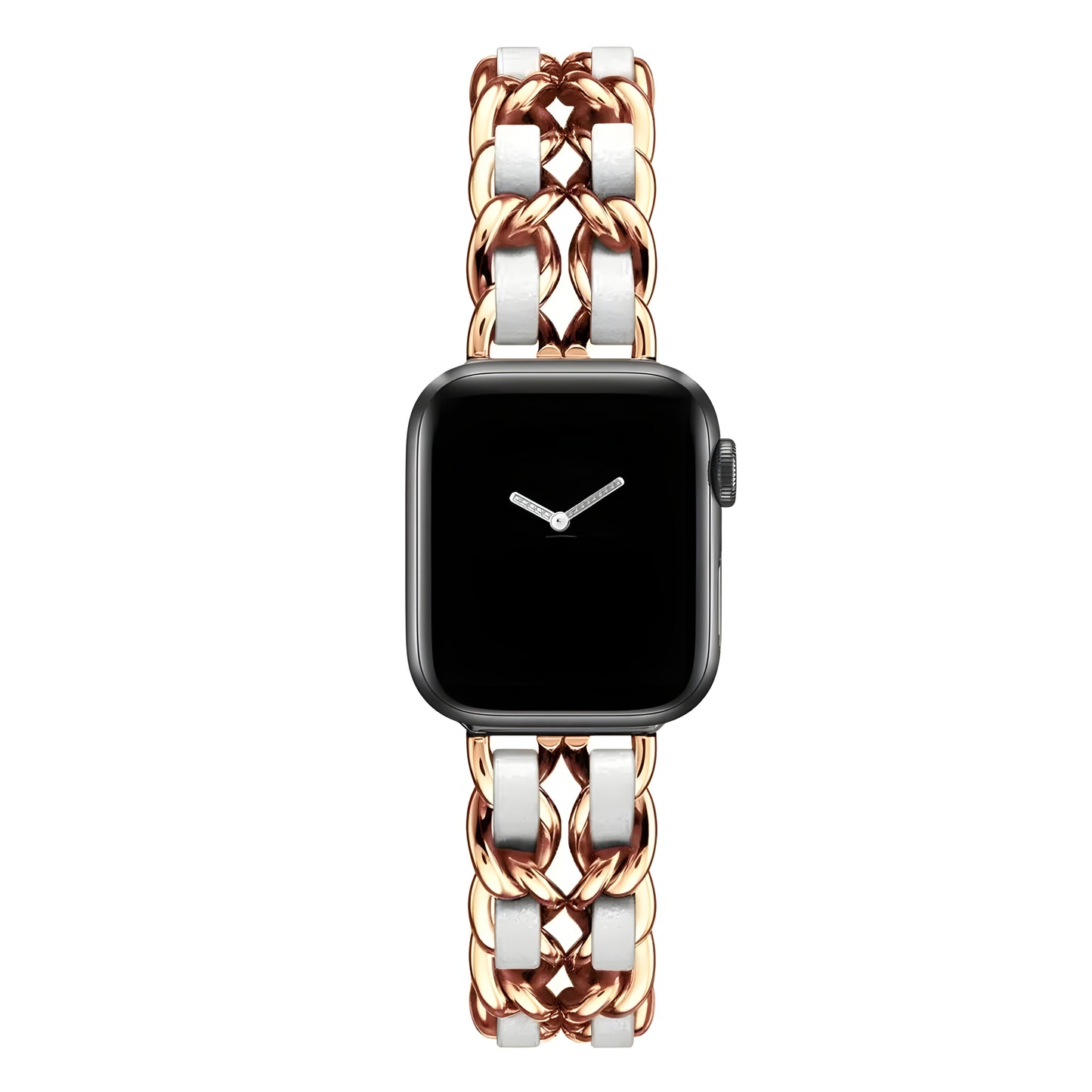 Luxury Metal & Leather Chain Band for Apple Watch