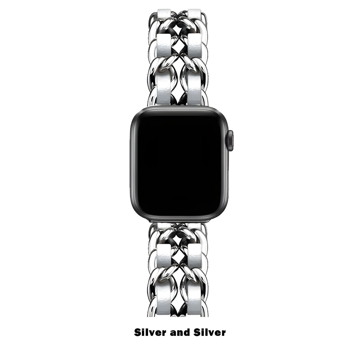 Luxury Metal & Leather Chain Band for Apple Watch