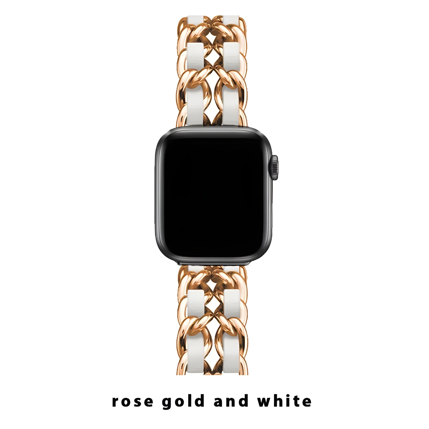 Luxury Metal & Leather Chain Band for Apple Watch