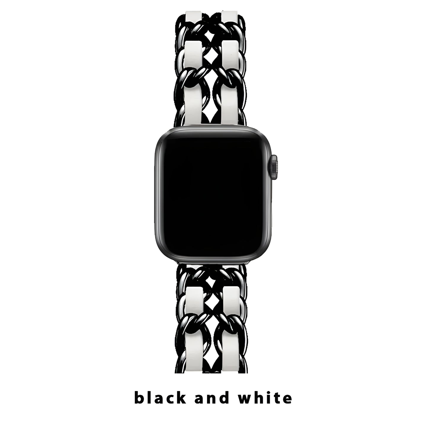 Luxury Metal & Leather Chain Band for Apple Watch