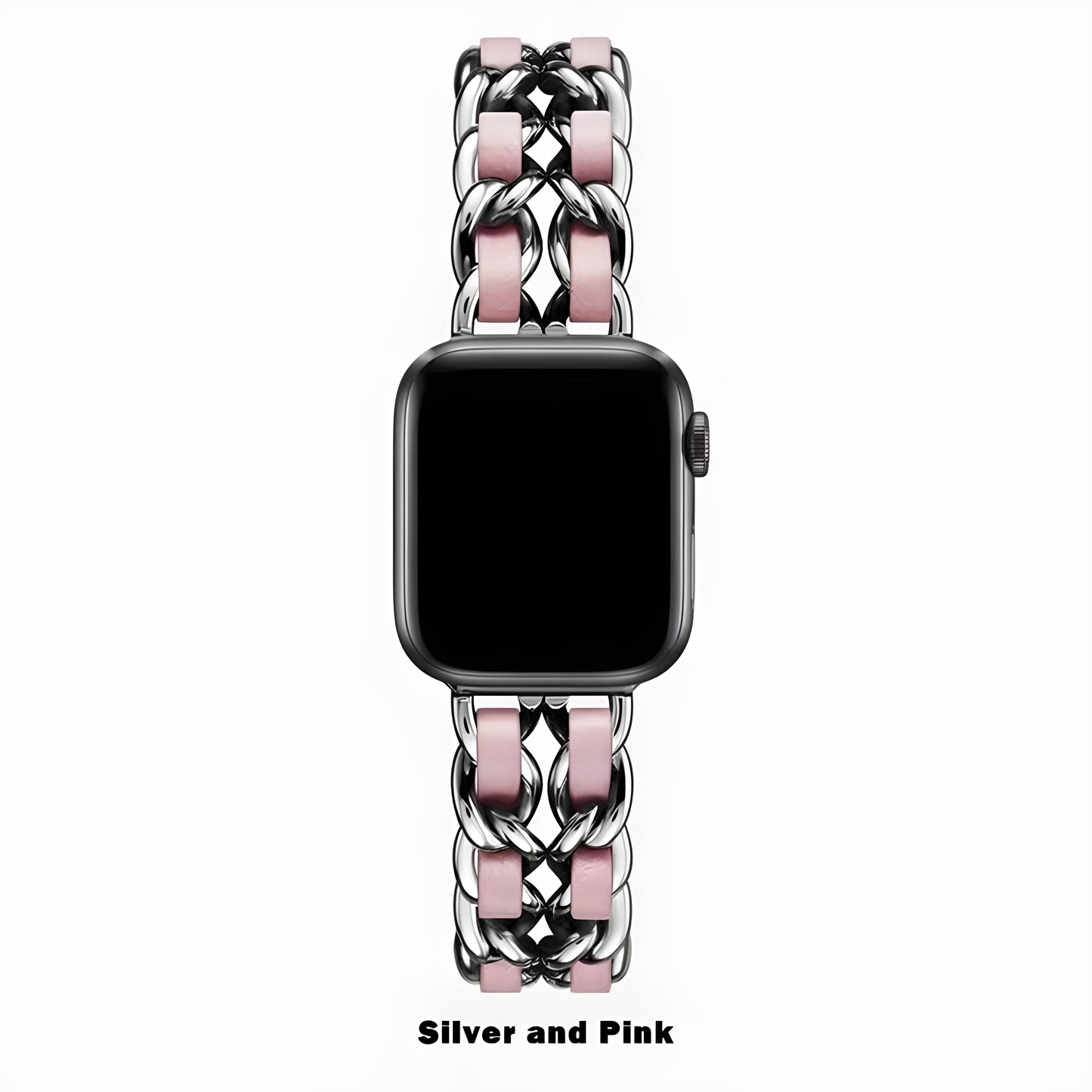 Luxury Metal & Leather Chain Band for Apple Watch