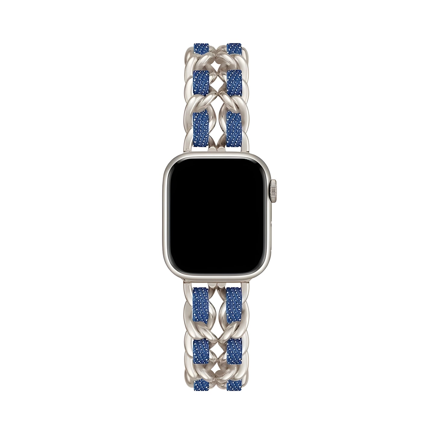 Luxury Metal & Leather Chain Band for Apple Watch
