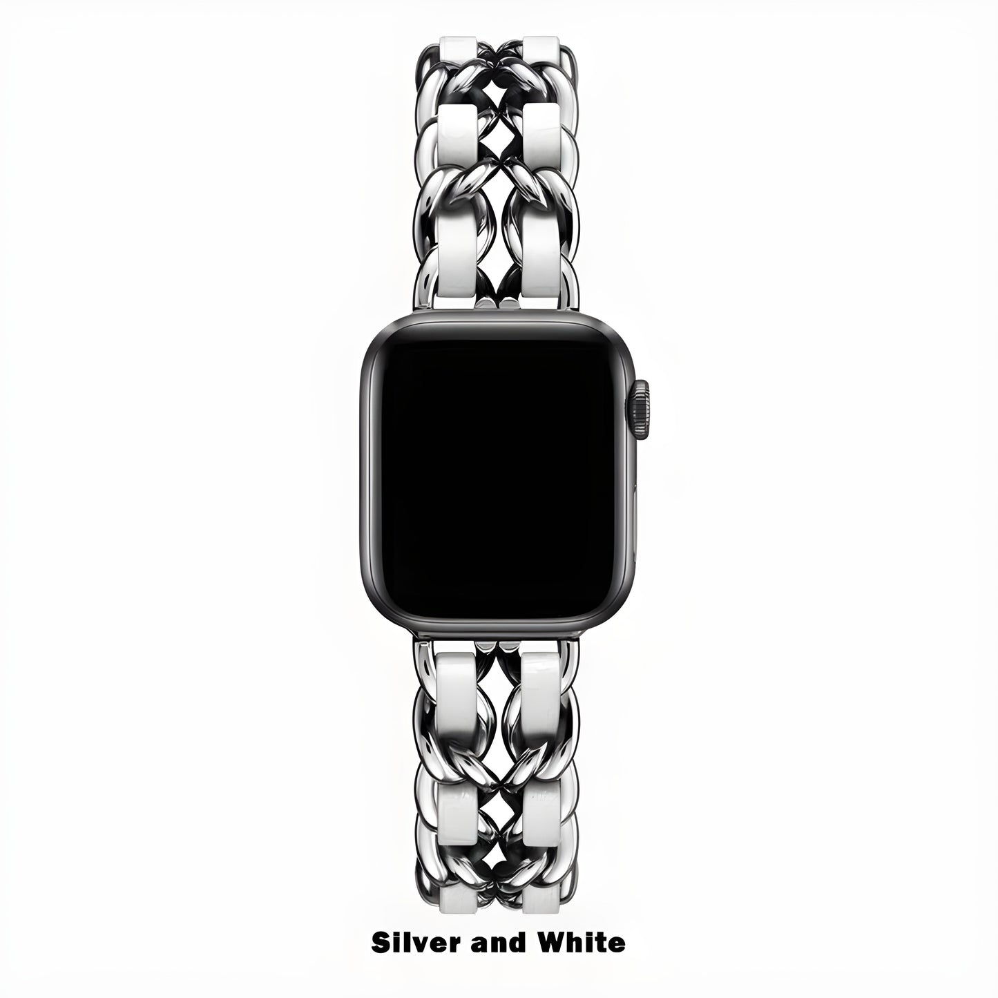 Luxury Metal & Leather Chain Band for Apple Watch