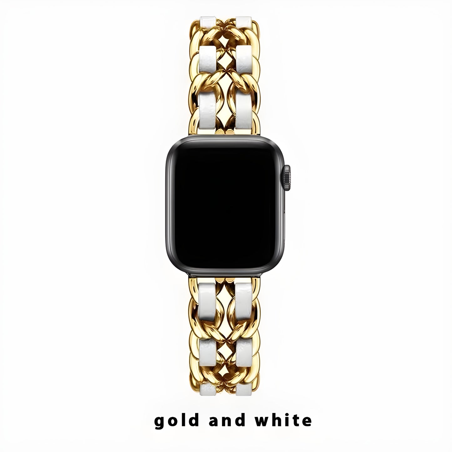 Luxury Metal & Leather Chain Band for Apple Watch