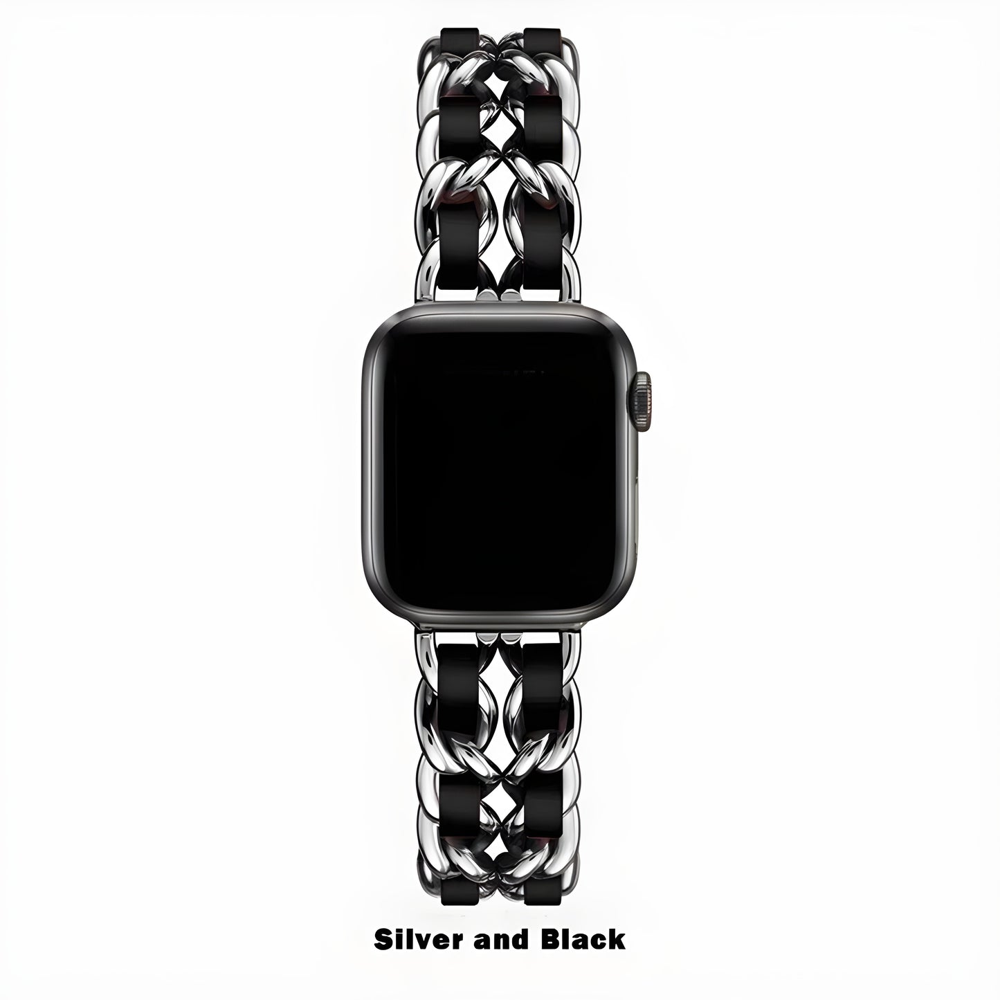 Luxury Metal & Leather Chain Band for Apple Watch