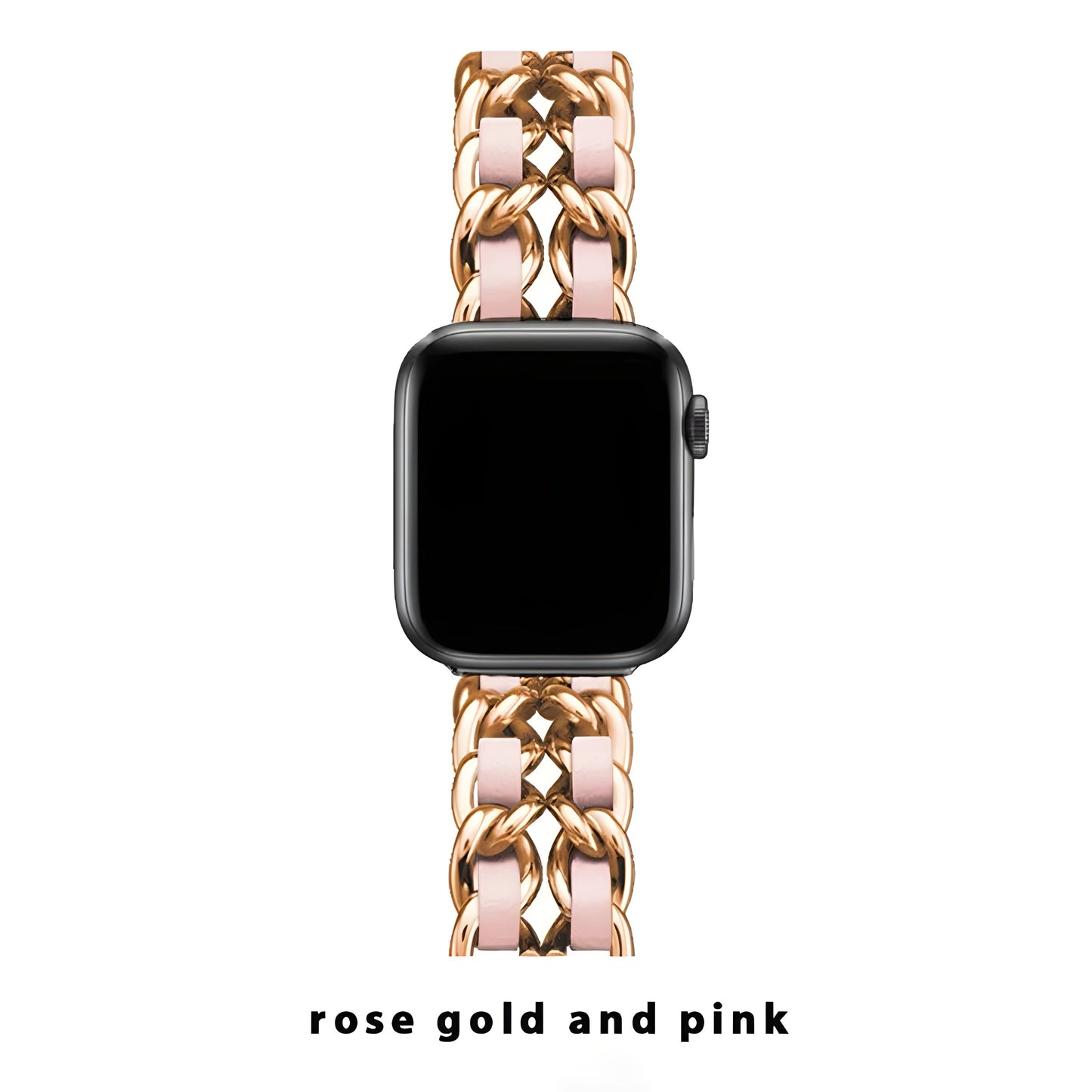 Luxury Metal & Leather Chain Band for Apple Watch