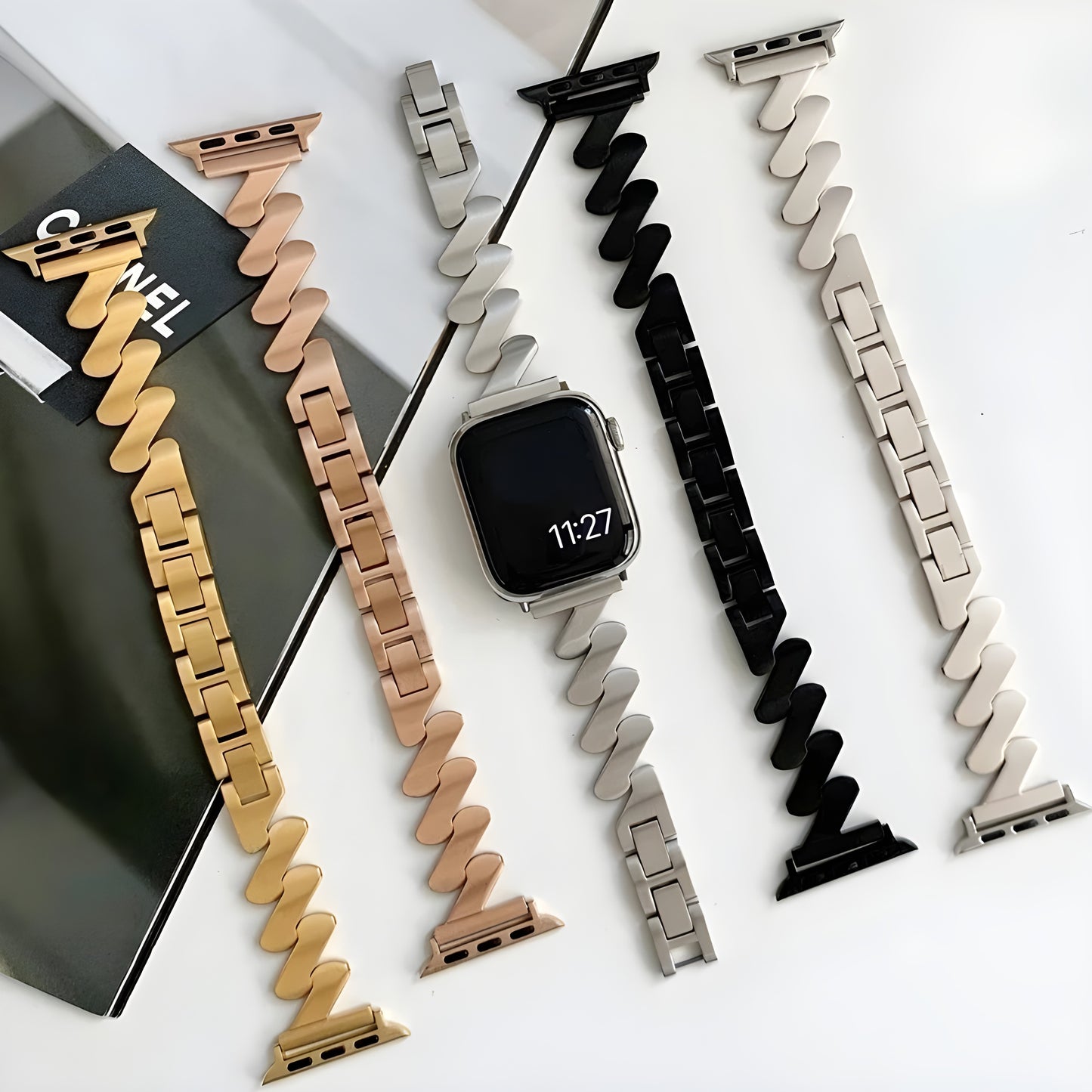 Stainless Steel Chain Strap for Apple Watch – Adjustable Women’s Bracelet