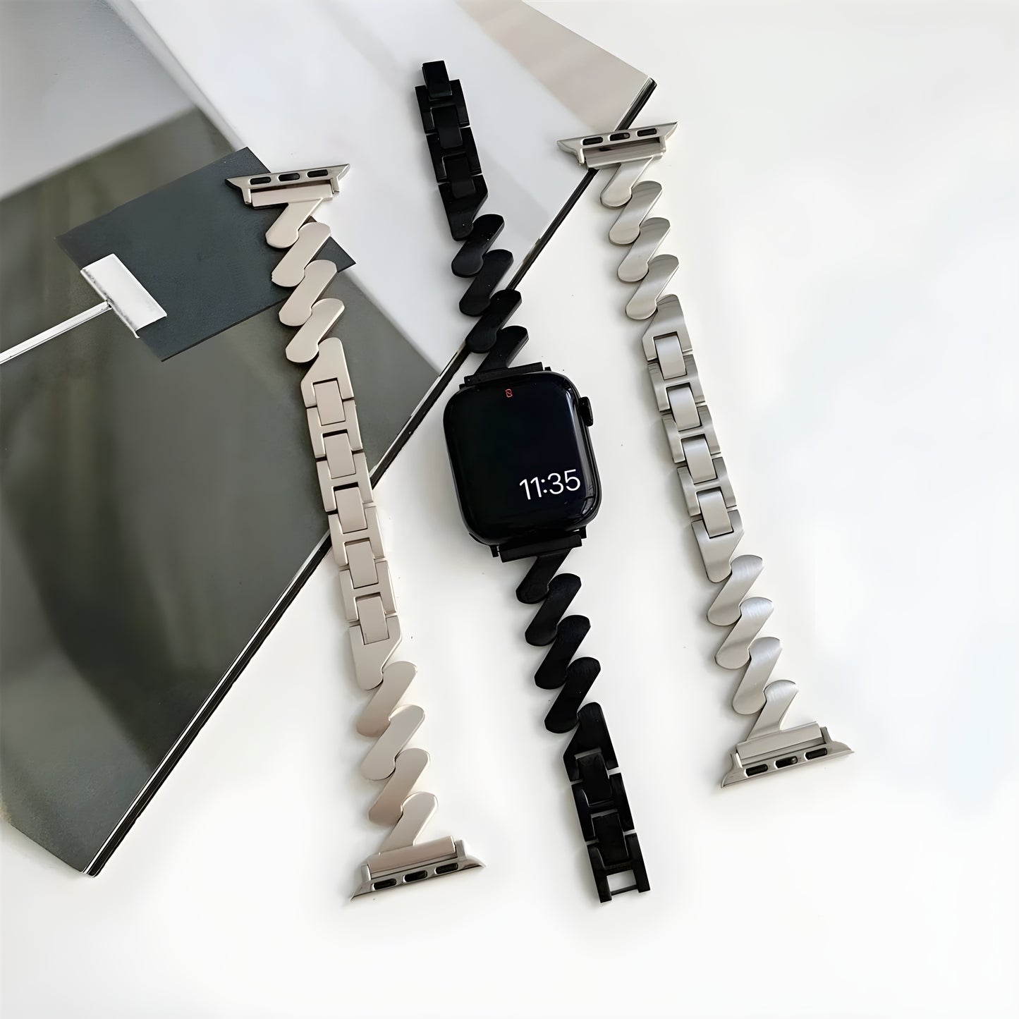 Stainless Steel Chain Strap for Apple Watch – Adjustable Women’s Bracelet