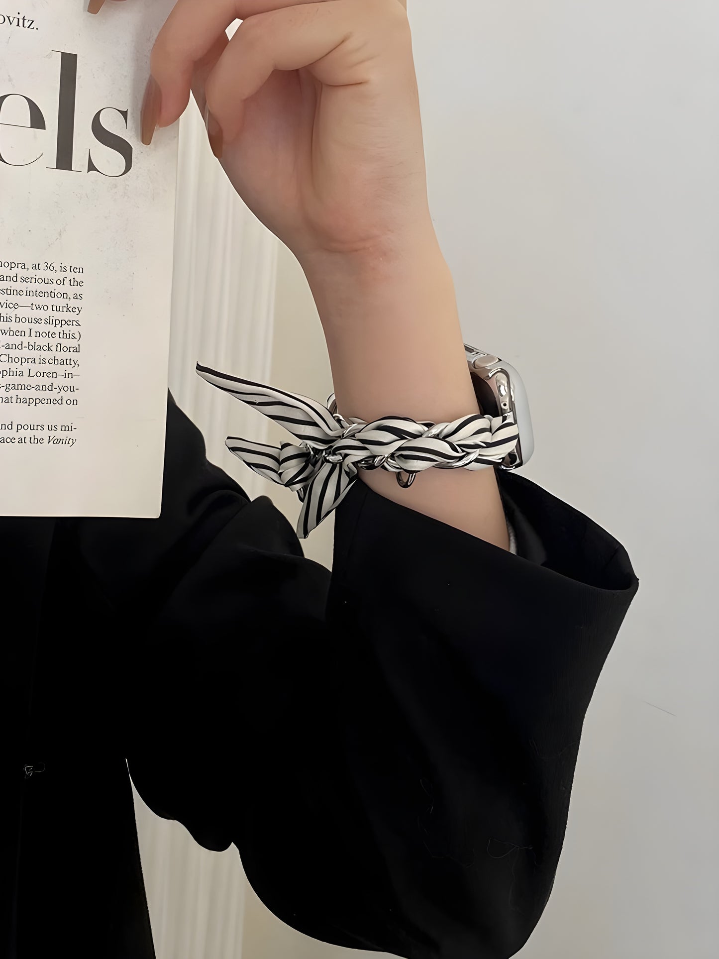 Luxury Metal & Silk Scarf Band for Apple Watch