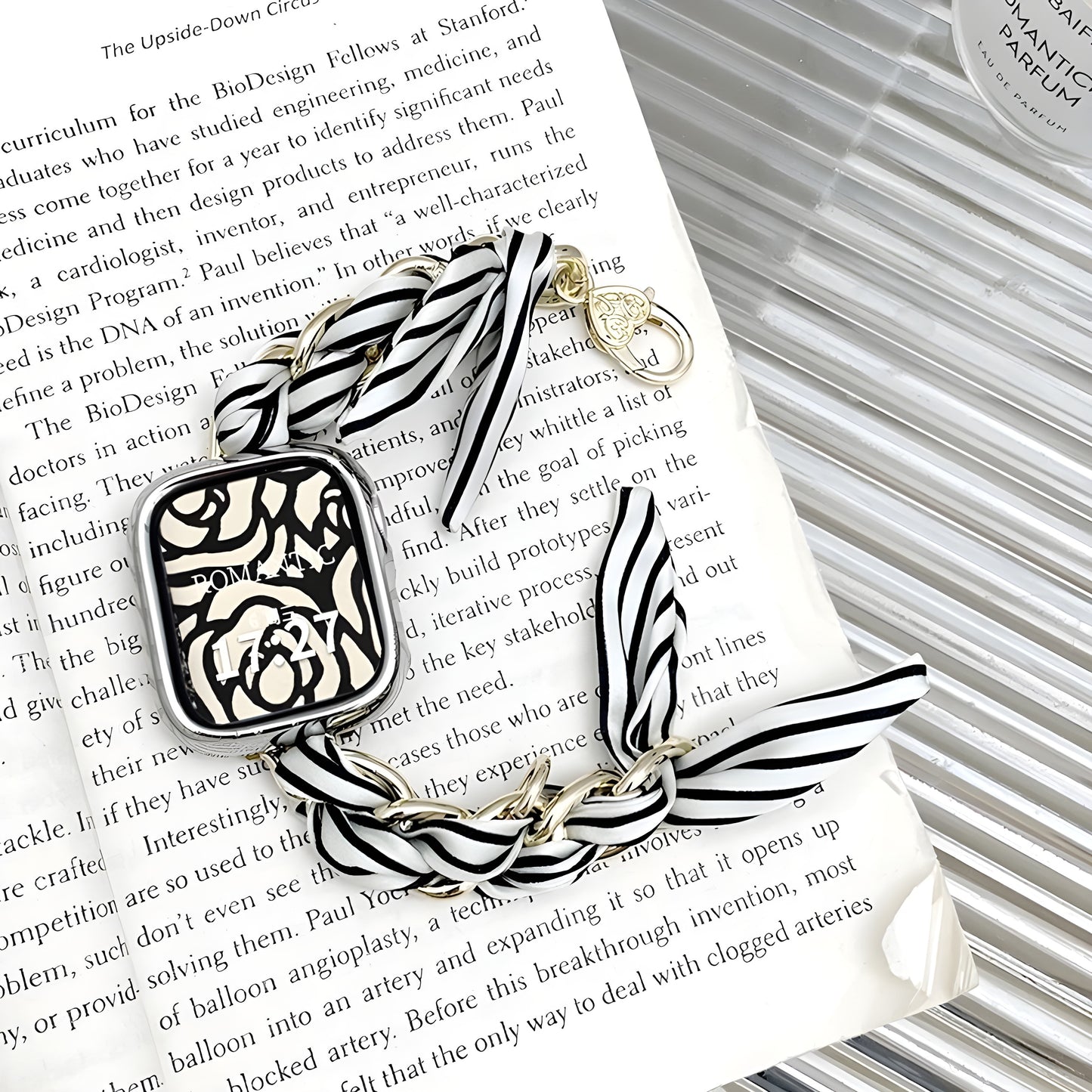 Luxury Metal & Silk Scarf Band for Apple Watch