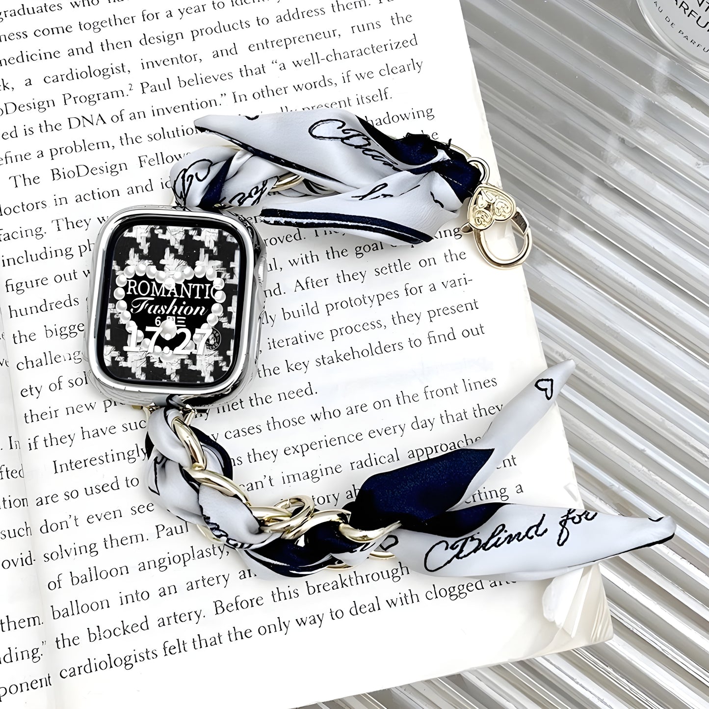 Luxury Metal & Silk Scarf Band for Apple Watch