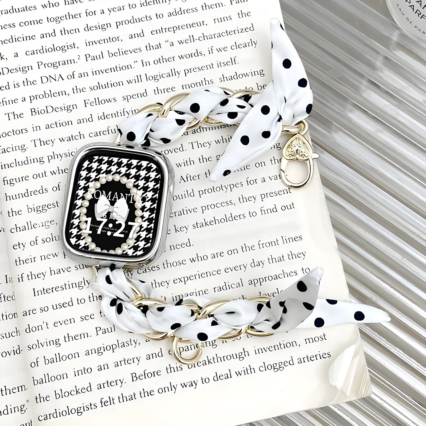 Luxury Metal & Silk Scarf Band for Apple Watch