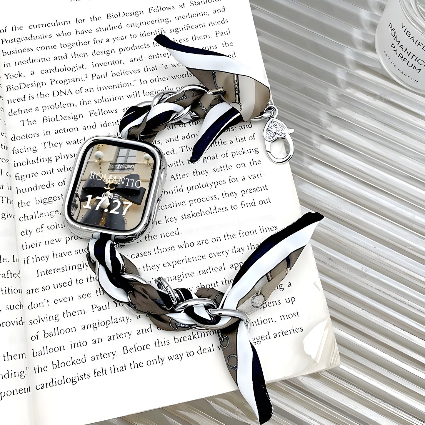 Luxury Metal & Silk Scarf Band for Apple Watch