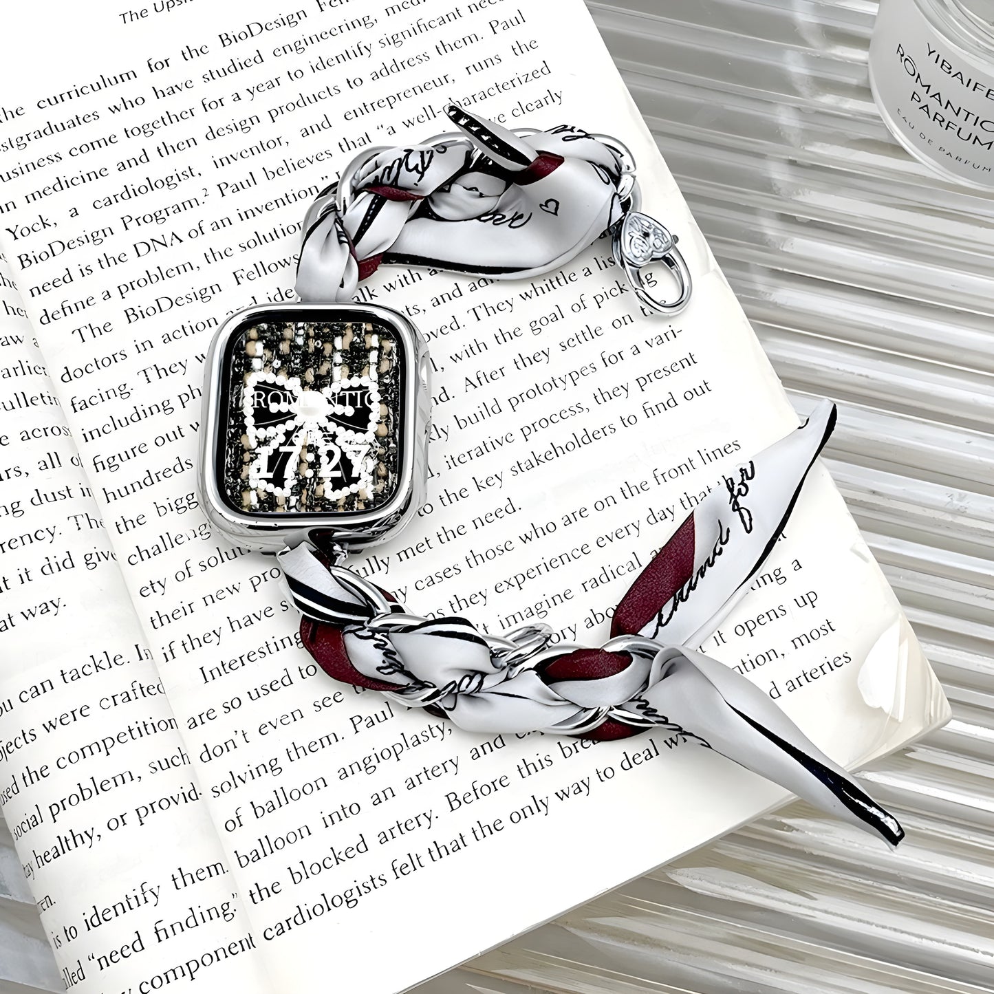 Luxury Metal & Silk Scarf Band for Apple Watch