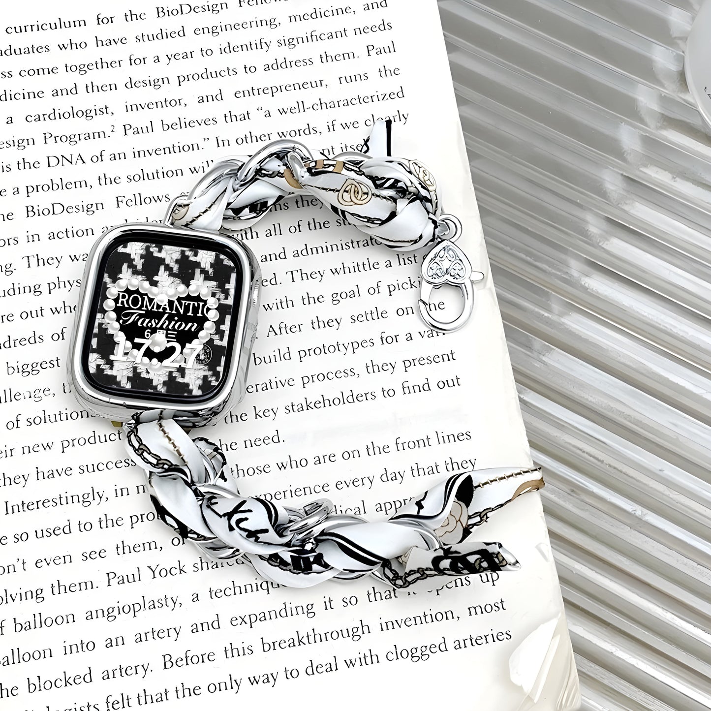 Luxury Metal & Silk Scarf Band for Apple Watch