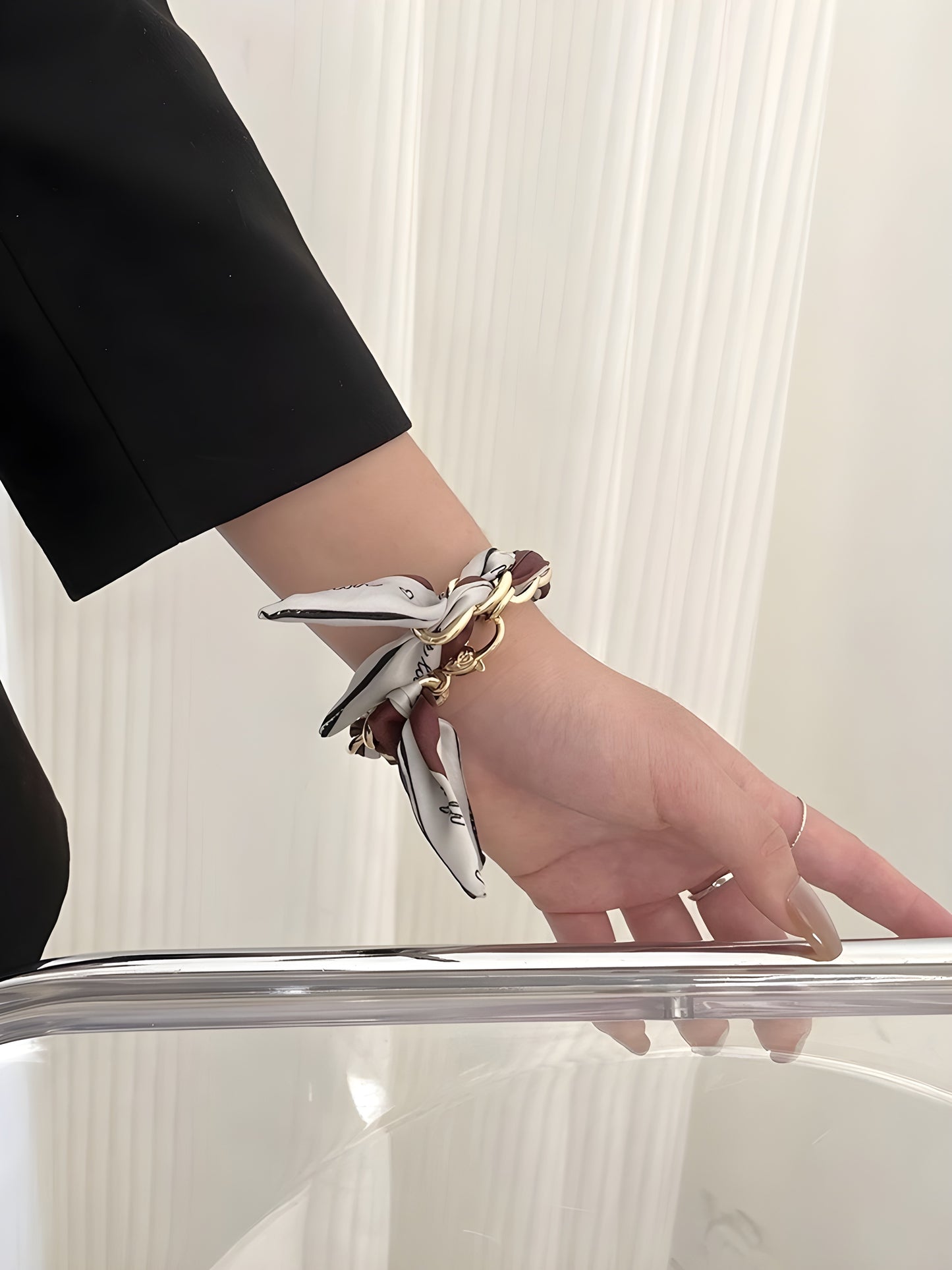 Luxury Metal & Silk Scarf Band for Apple Watch