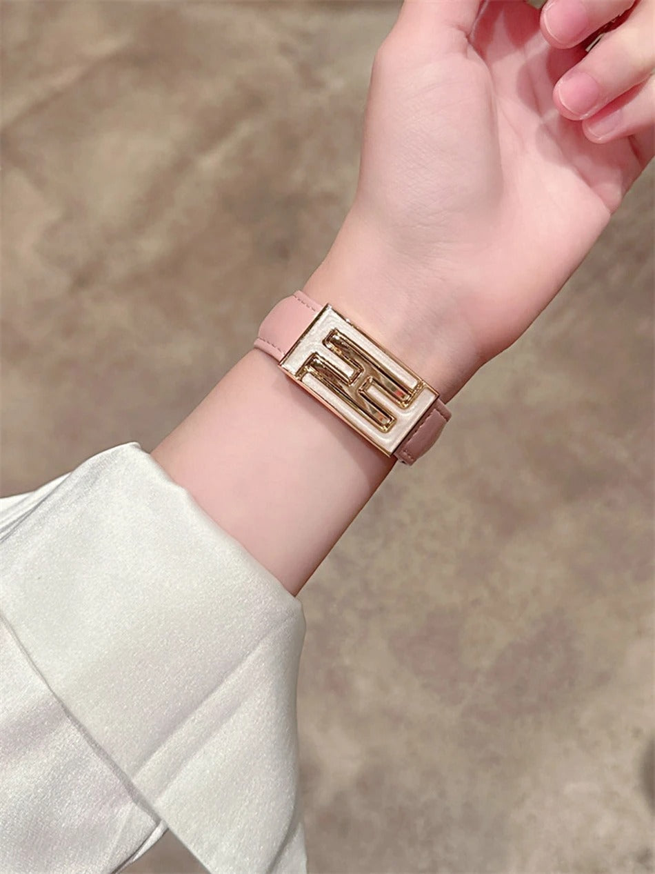 Leather Magnetic Strap for Apple Watch – Elegant Women Bracelet