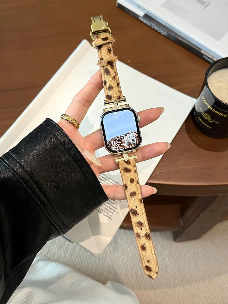 Luxury Leopard Leather Band for Apple Watch