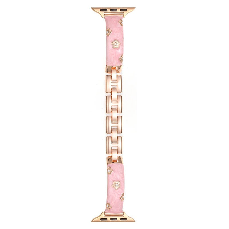 Resin Flower Band for Apple Watch – Elegant Women Bracelet