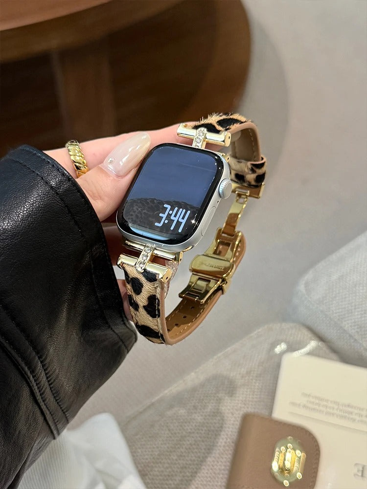 Luxury Leopard Leather Band for Apple Watch