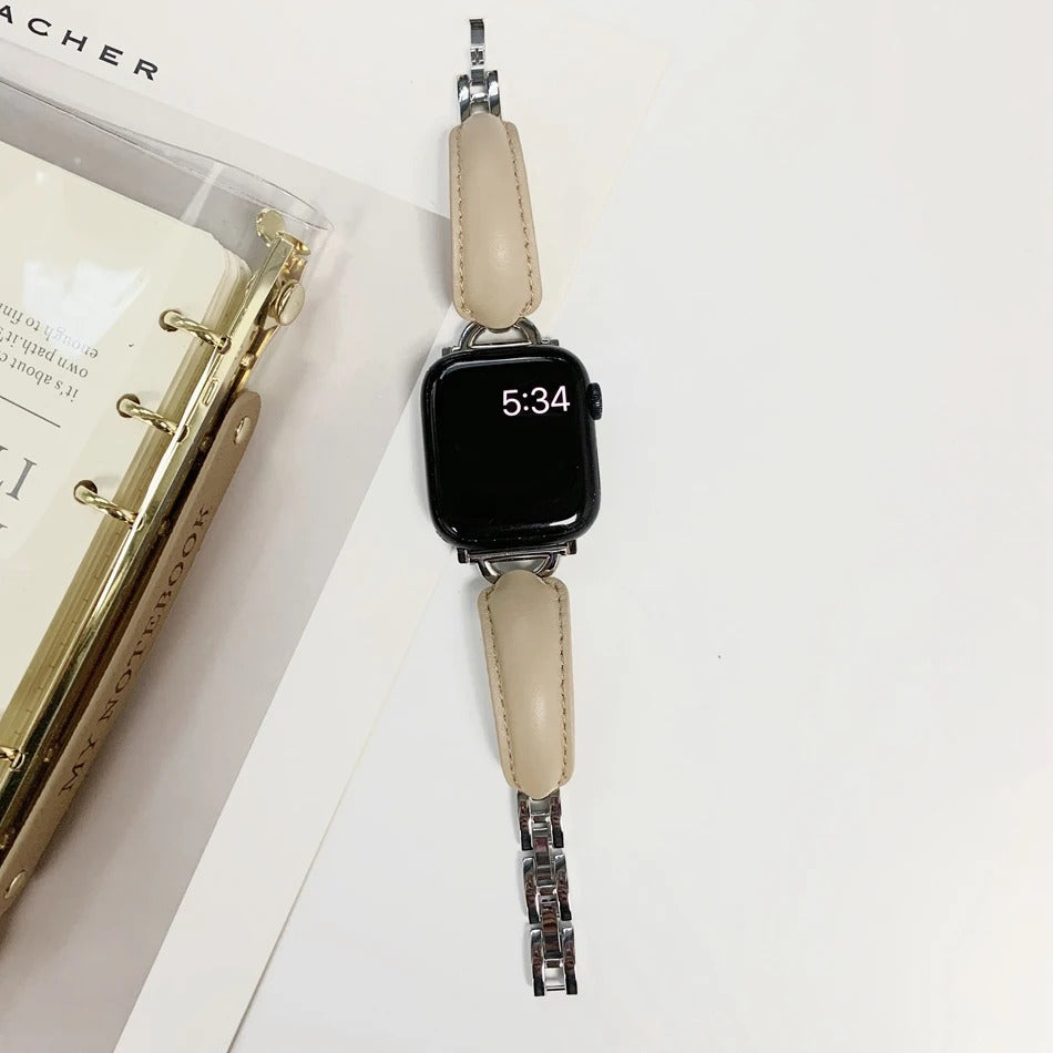 Luxury D-Shape Leather Strap for Apple Watch