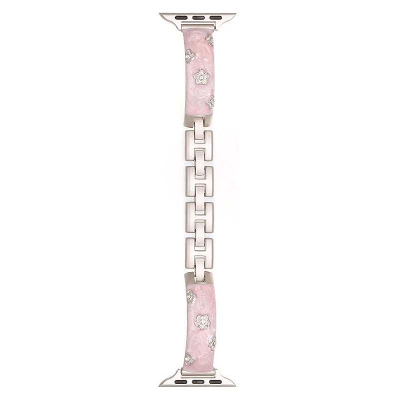 Resin Flower Band for Apple Watch – Elegant Women Bracelet