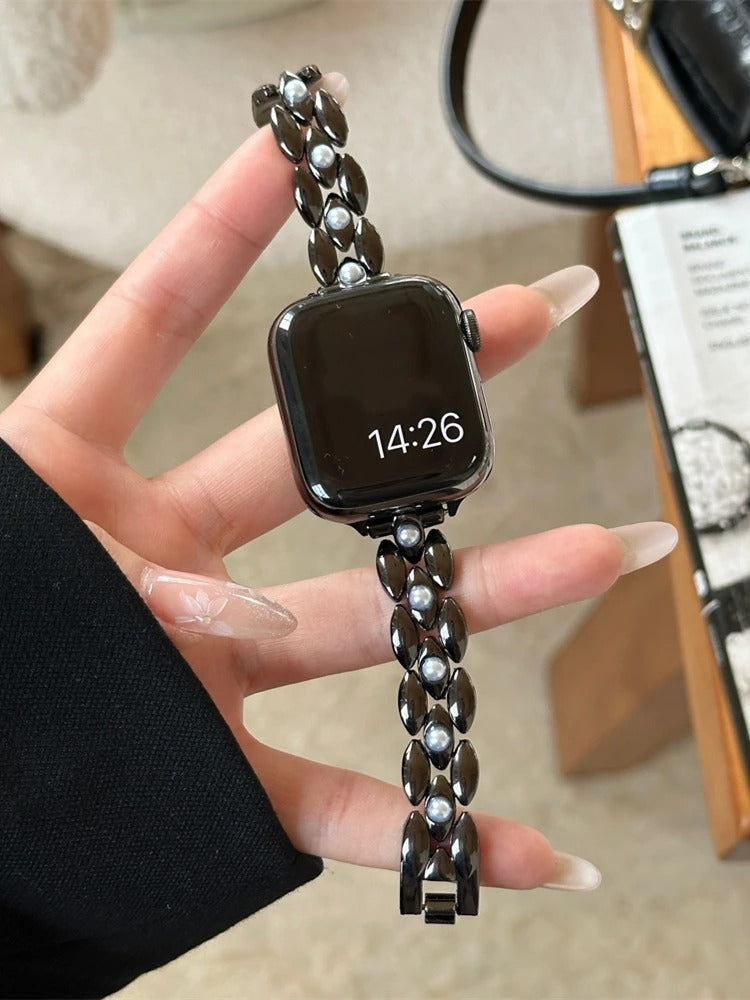 Luxury Inlaid Pearl Metal Strap for Apple Watch