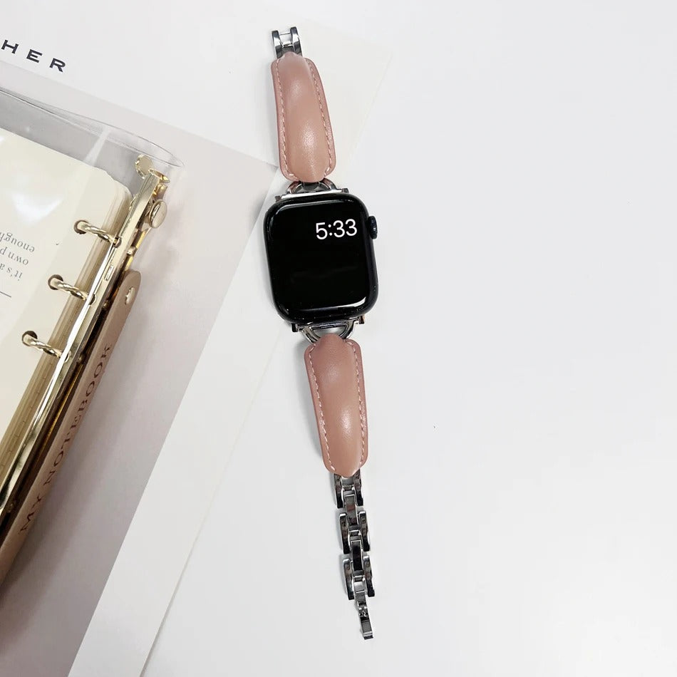 Luxury D-Shape Leather Strap for Apple Watch