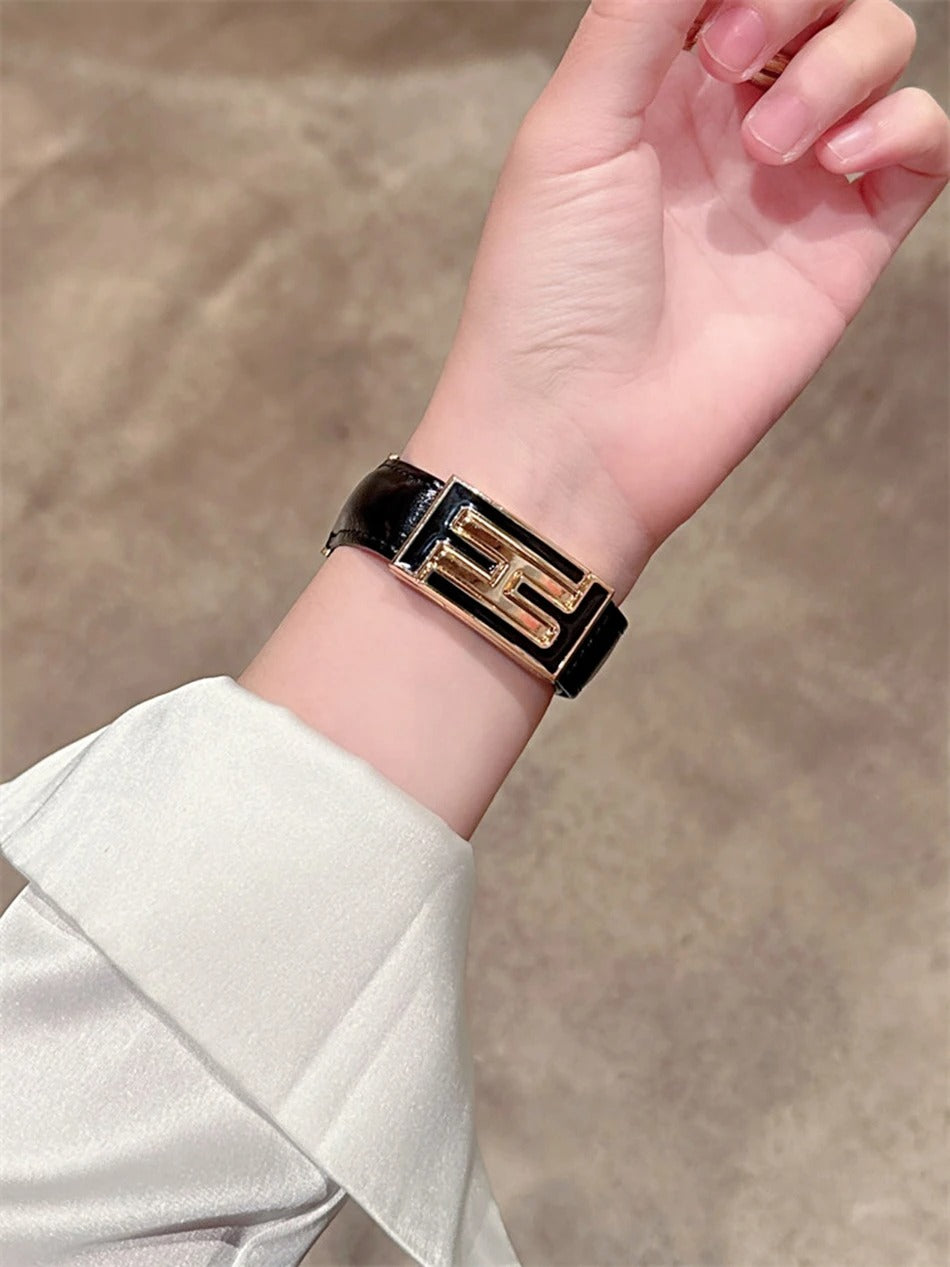 Leather Magnetic Strap for Apple Watch – Elegant Women Bracelet