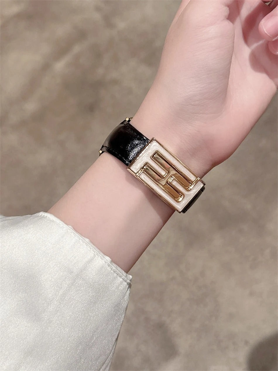 Leather Magnetic Strap for Apple Watch – Elegant Women Bracelet