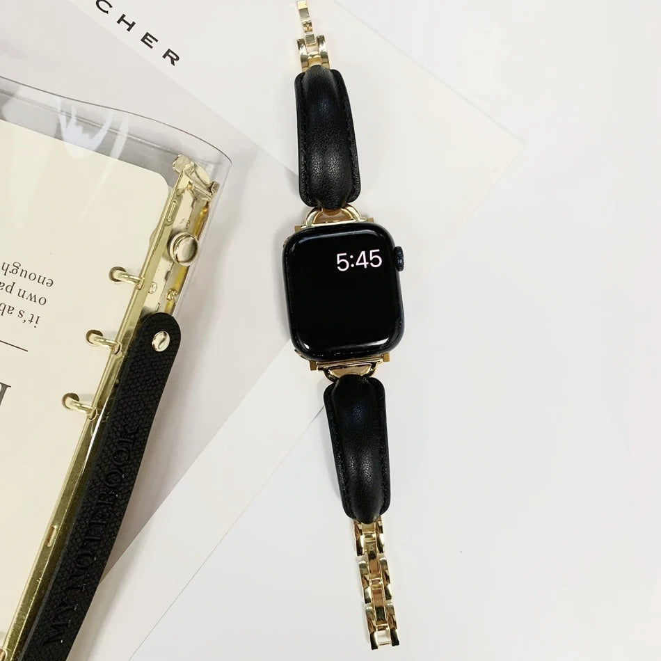 Luxury D-Shape Leather Strap for Apple Watch
