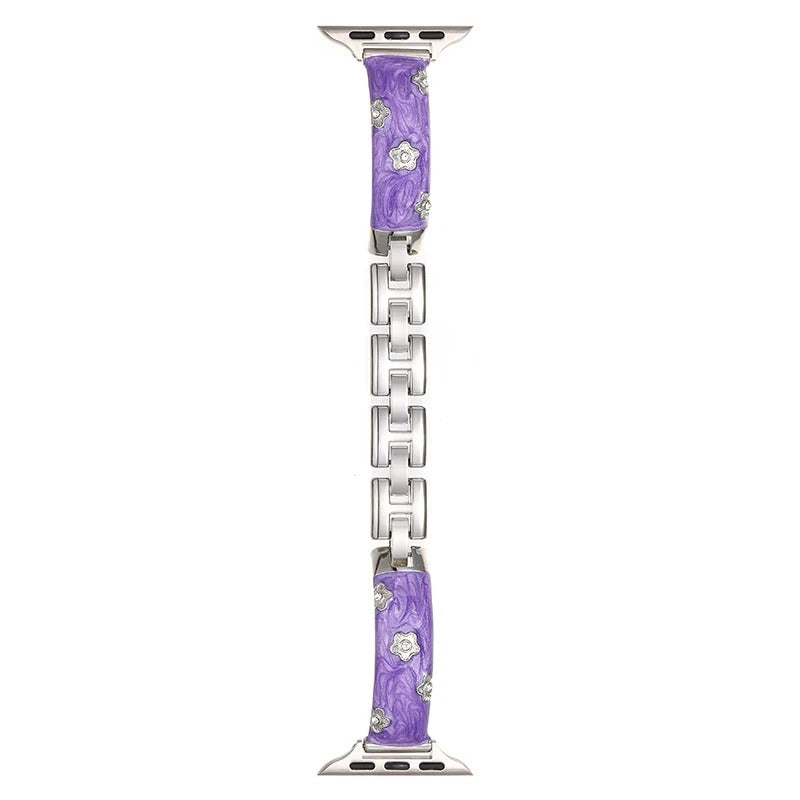 Resin Flower Band for Apple Watch – Elegant Women Bracelet