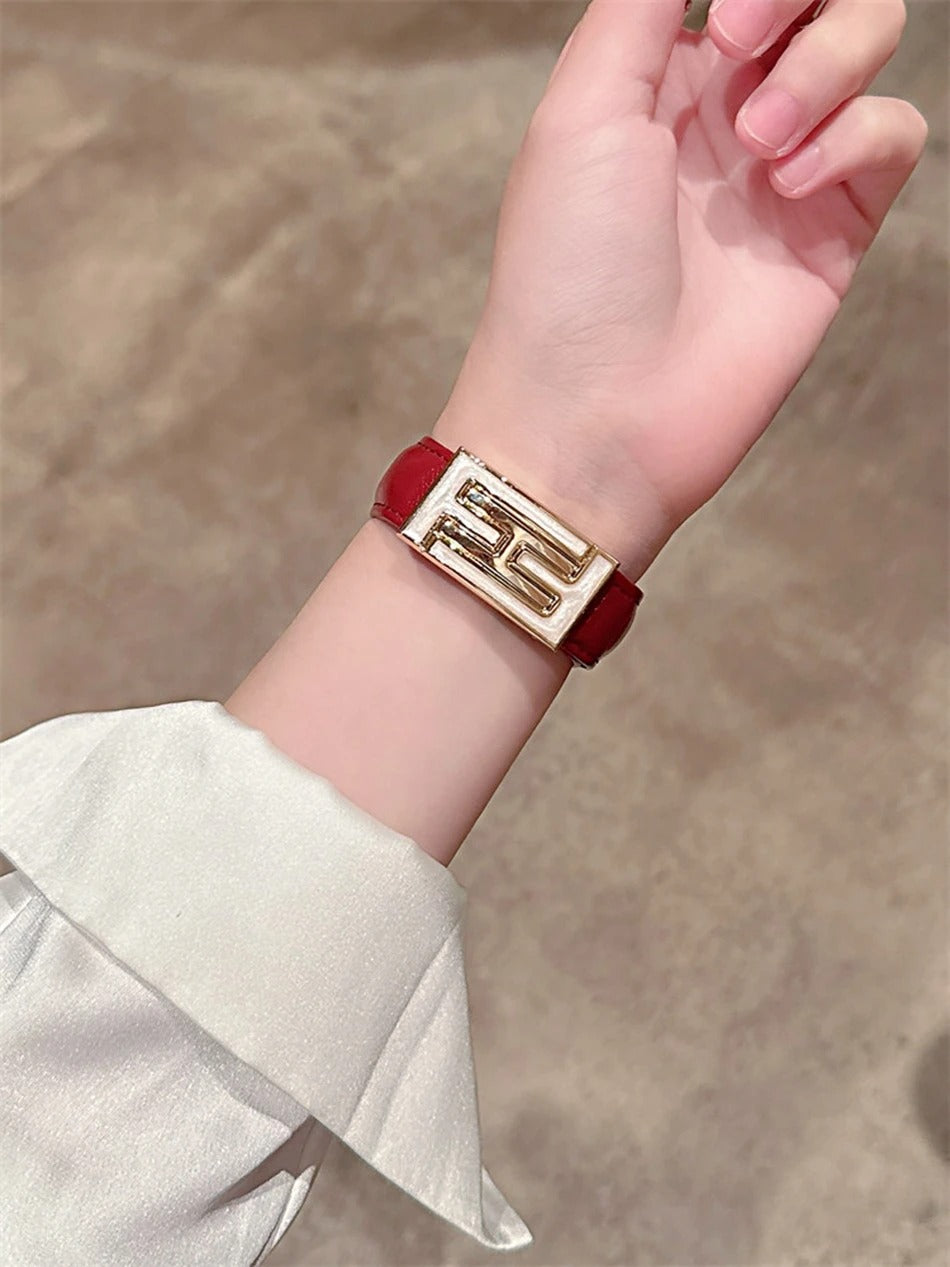 Leather Magnetic Strap for Apple Watch – Elegant Women Bracelet