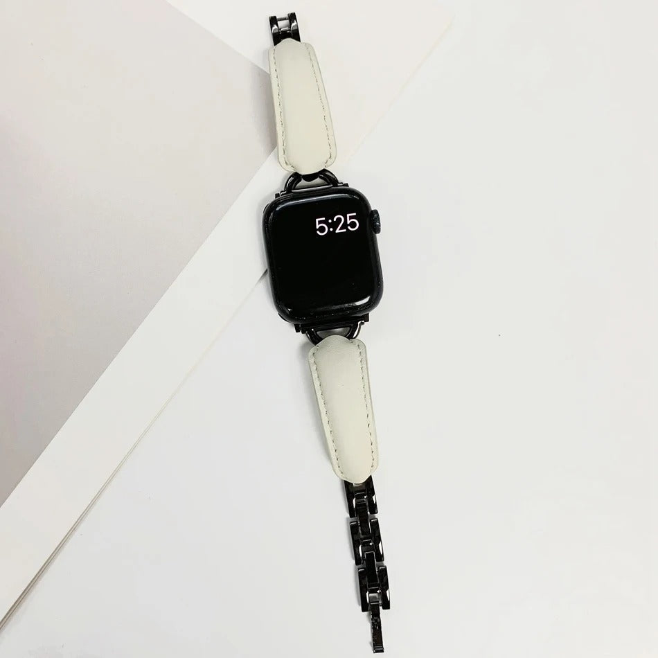Luxury D-Shape Leather Strap for Apple Watch