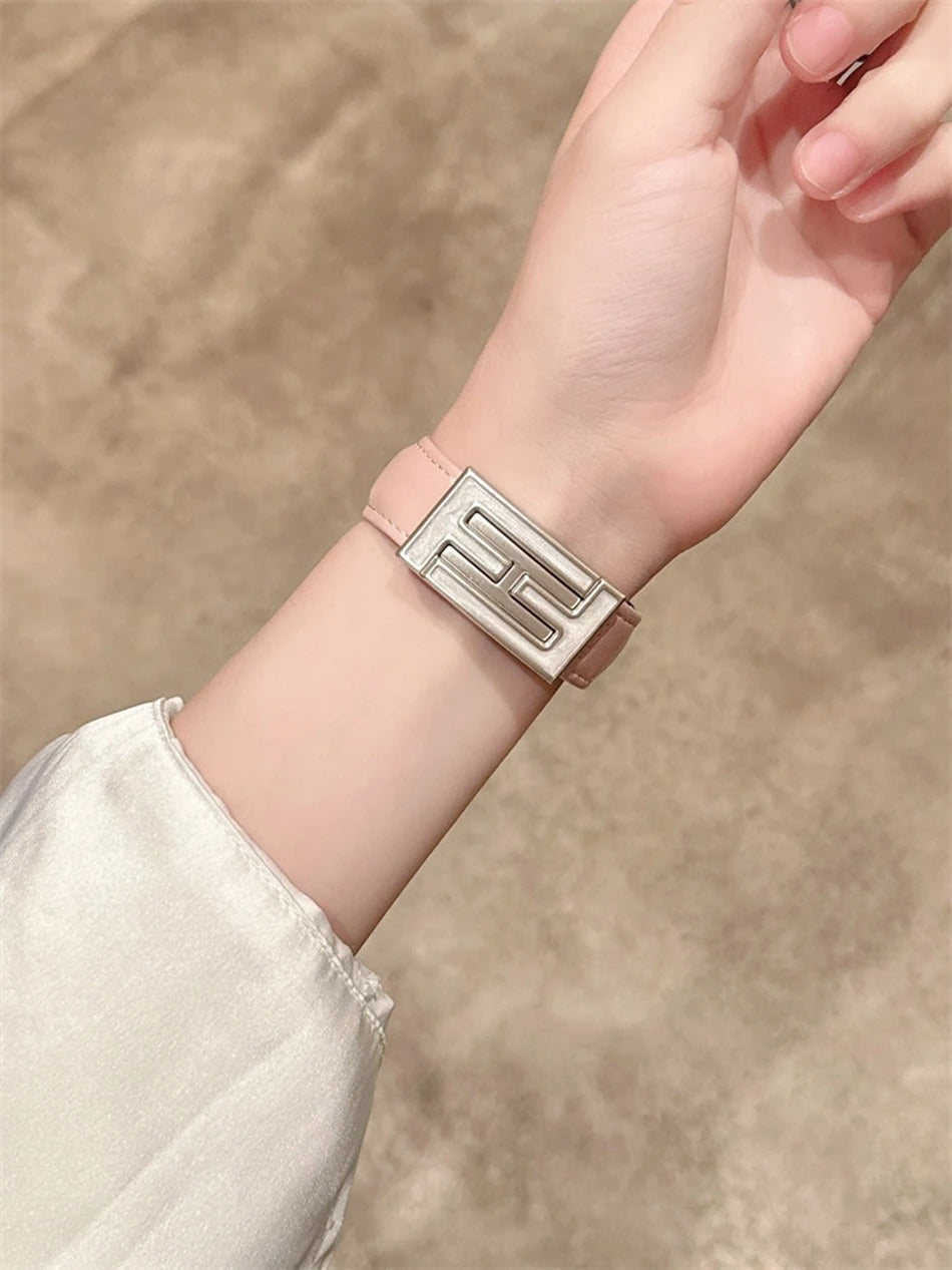 Leather Magnetic Strap for Apple Watch – Elegant Women Bracelet