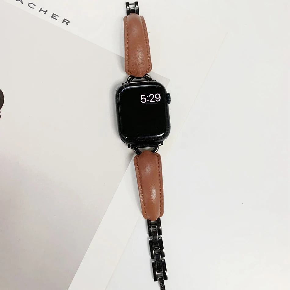 Luxury D-Shape Leather Strap for Apple Watch