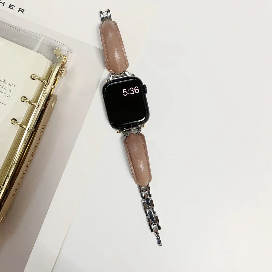 Luxury D-Shape Leather Strap for Apple Watch