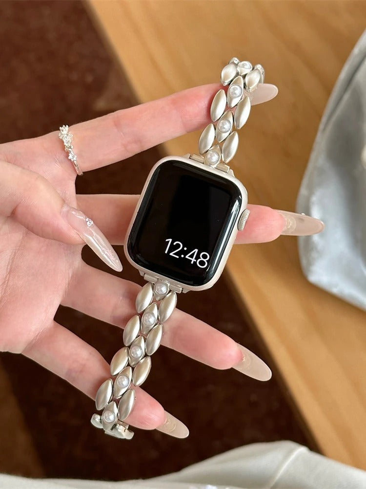 Luxury Inlaid Pearl Metal Strap for Apple Watch