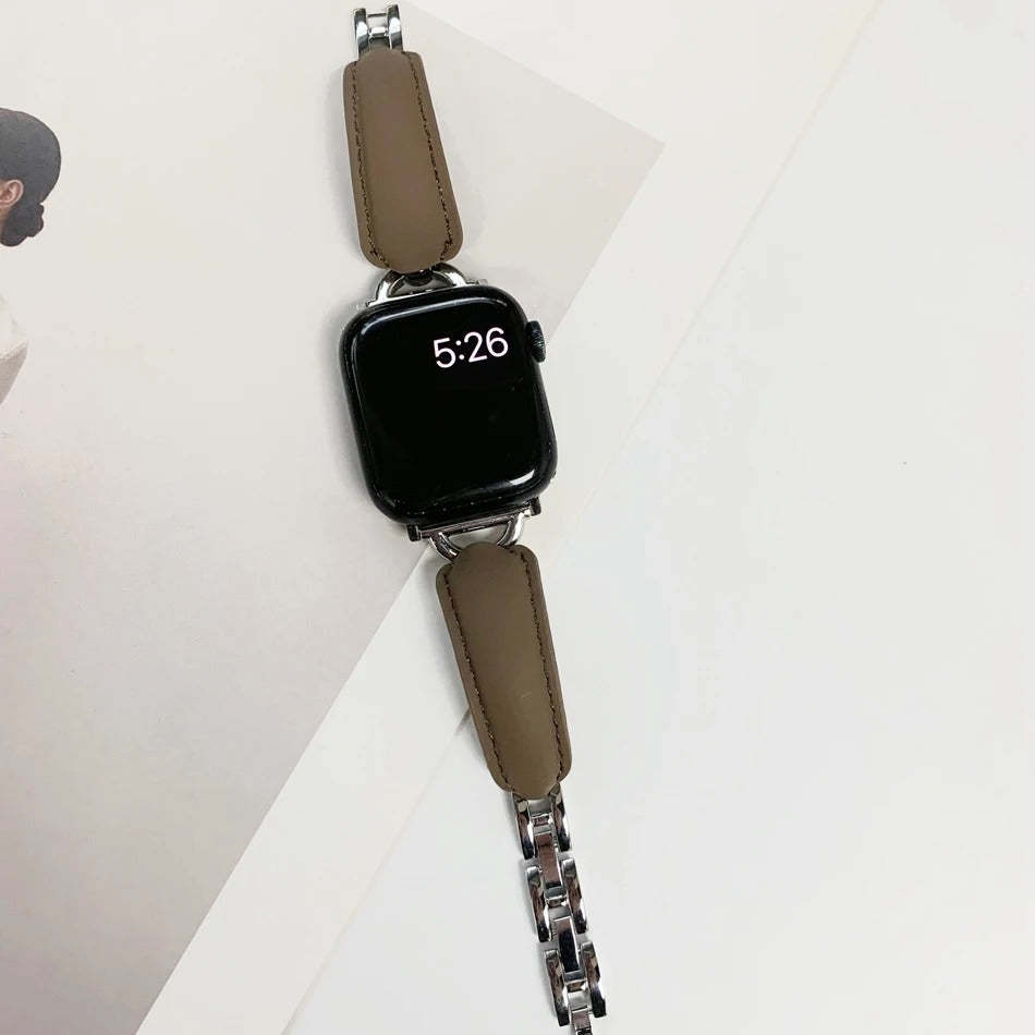 Luxury D-Shape Leather Strap for Apple Watch