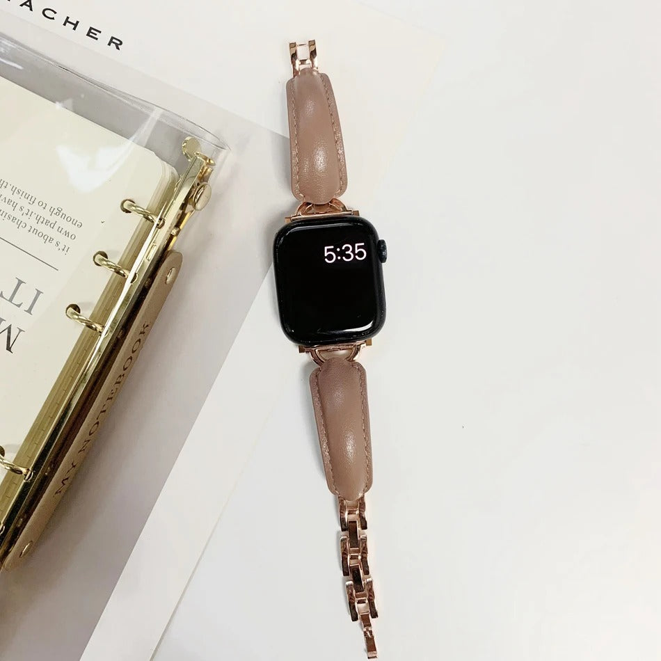Luxury D-Shape Leather Strap for Apple Watch