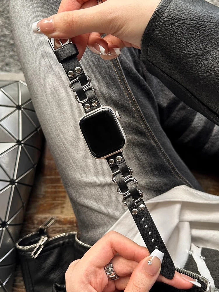 Retro Weave Leather & Stainless Steel Band for Apple Watch