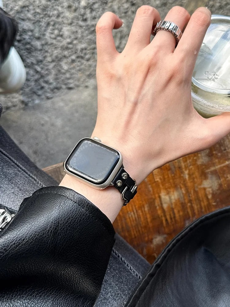 Retro Weave Leather & Stainless Steel Band for Apple Watch