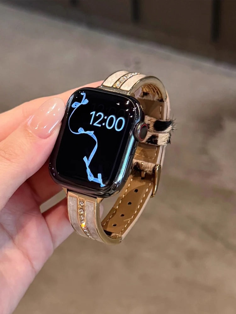 Luxury Leopard Leather Band for Apple Watch