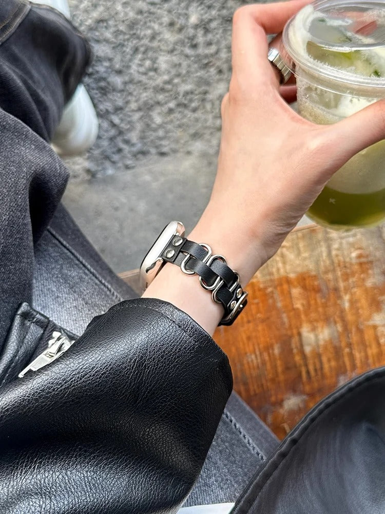 Retro Weave Leather & Stainless Steel Band for Apple Watch